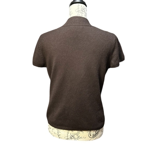 Talbots Cashmere Blend Brown Short Sleeve Summer Sweater Size Medium - Picture 3 of 4